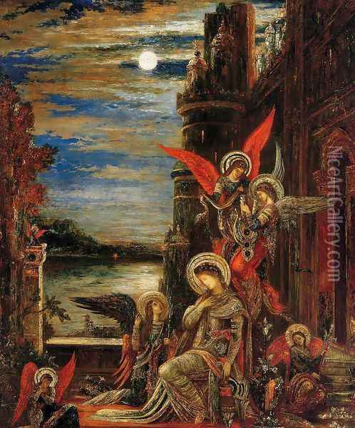 Saint Cecilia: Angels Announcing Her Impending Martyrdom Oil Painting - Gustave Moreau
