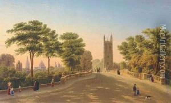 Magdalen Bridge And College, Oxford Oil Painting - William Turner