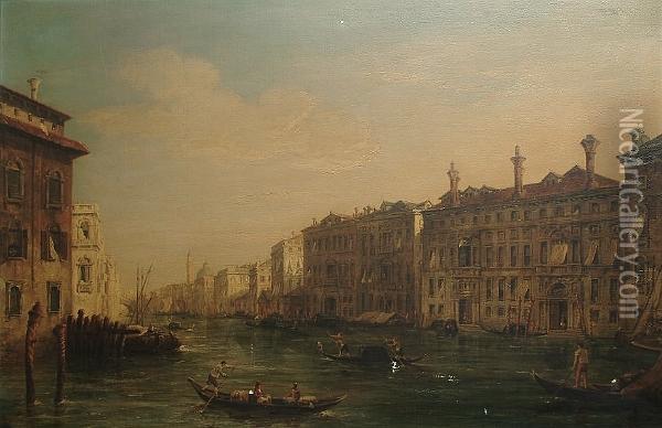 Gondola's On The Grand Canal, Venice Oil Painting - Edward Pritchett