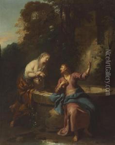Christ With The Woman Of Samaria Oil Painting - Jean Francois de Troy