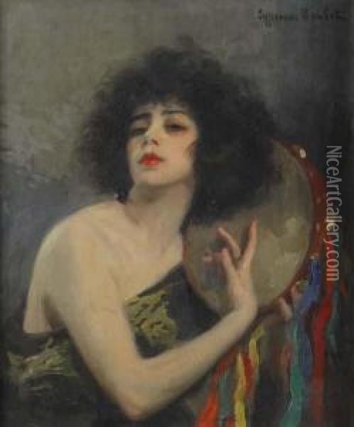 Femme Au Tambourin Oil Painting - Cyprien Boulet