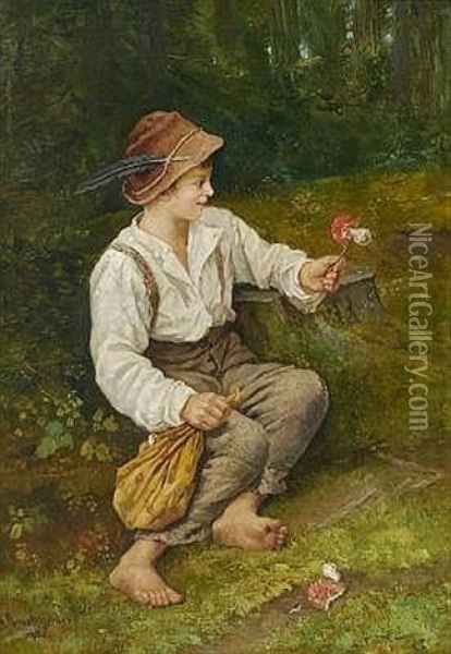 Der Kleine Pilzsammler Oil Painting - Hans Anetsberger