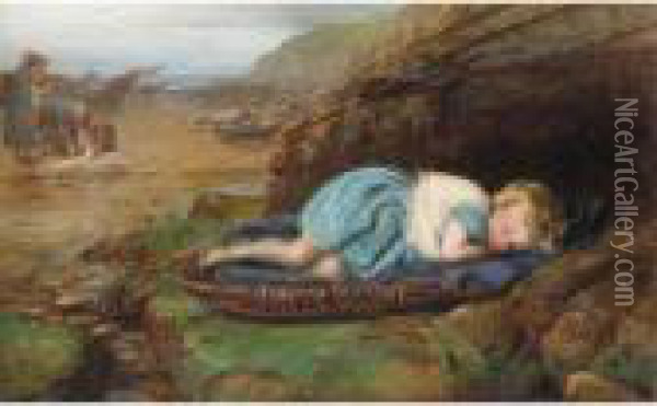 Asleep On The Rocks Oil Painting - Henry Hetherington Emmerson
