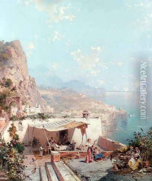 Amalfi, Golfe de Salerne Oil Painting - Franz Richard Unterberger