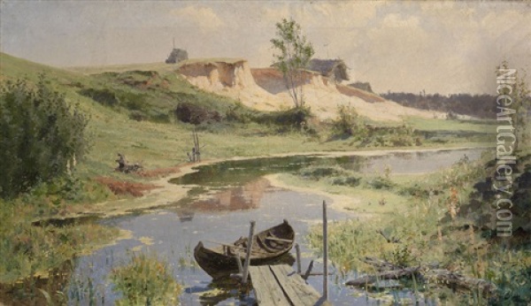 Boat On The River Oil Painting - Vasili Dimitrievich Polenov