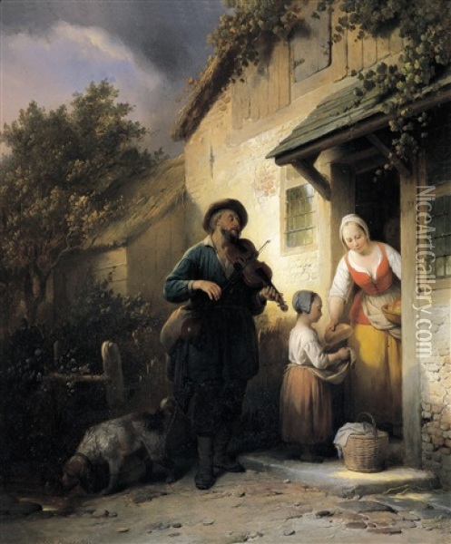 L'aveugle Oil Painting - Ferdinand de Braekeleer the Elder