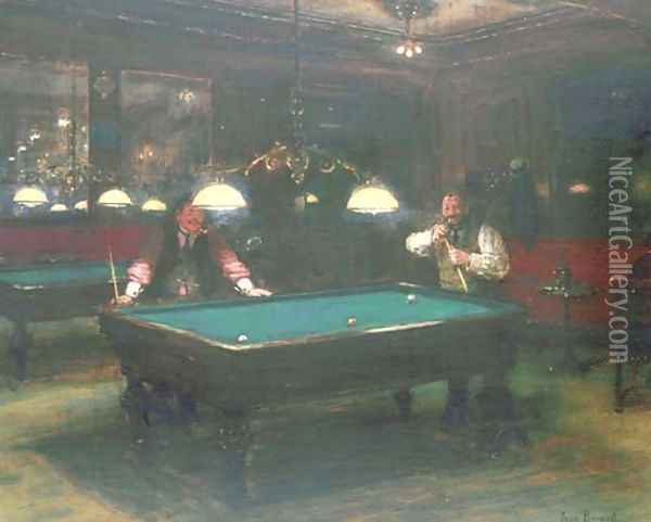 Les joueurs de billiard Oil Painting - Jean-Georges Beraud
