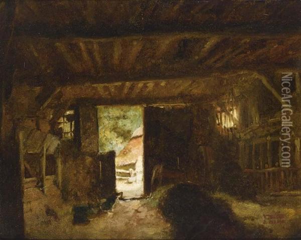Barn Interior Oil Painting - Jacob Henricus Maris
