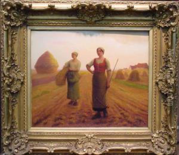 The Harvesters Oil Painting - Aime Perret