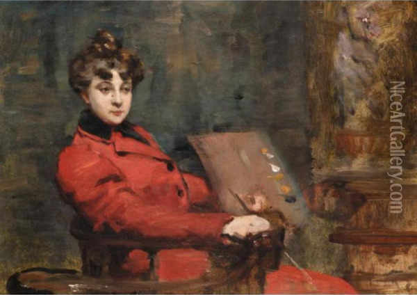 Portrait Of Adrienne Llorca Oil Painting - Fanny-Laurent Fleury