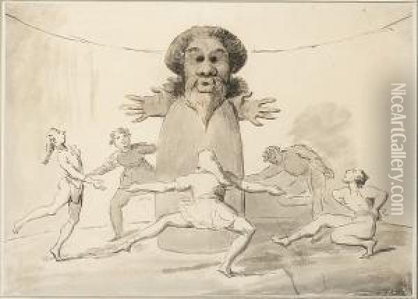 Figures Dancing Around An Effigy Oil Painting - George Dance