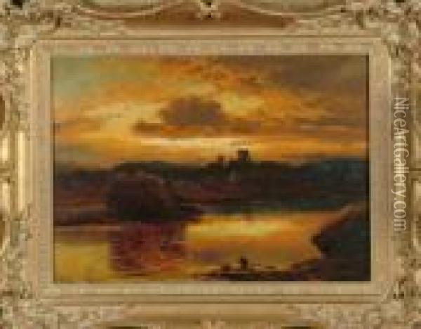 Norham Castle At Sunset Oil Painting - Clarence Roe