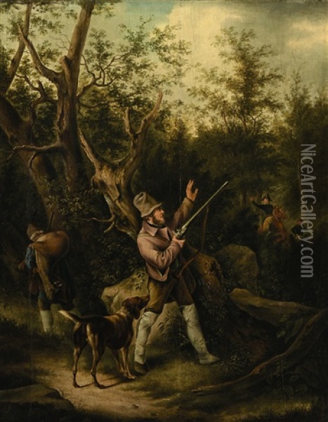 Jager Im Wald Oil Painting - Carl Friedrich Heinzmann