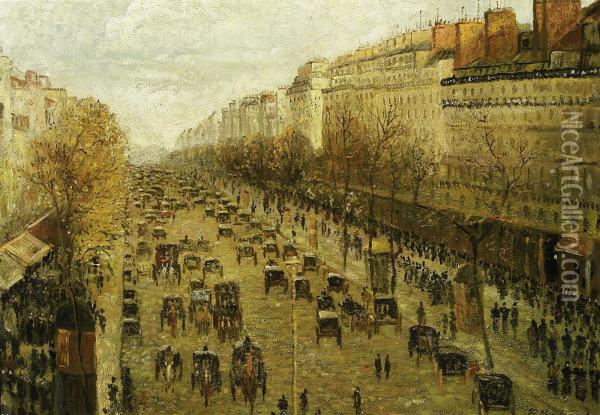 Paris, Boulevard Montmartre Oil Painting - Paulin Bertrand