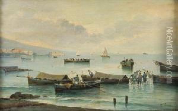 Barche Di Pescatori Oil Painting - Raimpondo Scoppa