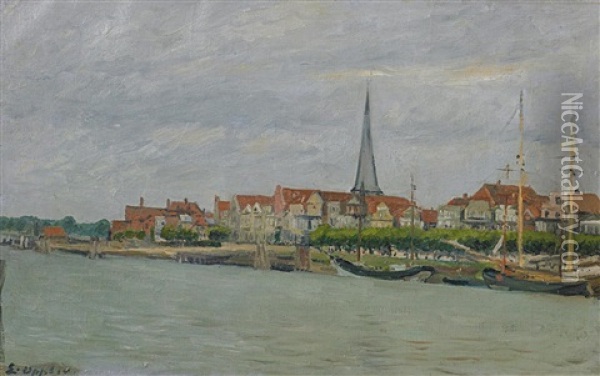 Der Alte Hafen Von Travemunde Oil Painting - Ernst Oppler