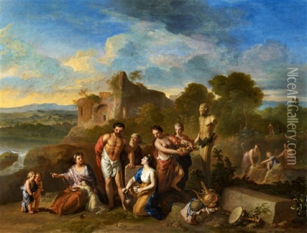 Landschaft Mit Mythologischer Szene Oil Painting - Gerard Hoet the Elder