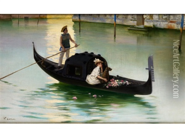 Junge Frau In Einer Gondel Auf Dem Canal Grande Oil Painting - Vittorio Matteo Corcos
