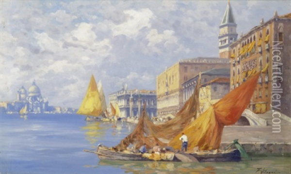 Riva Degli Schiavoni Oil Painting - Ferdinando Silvani