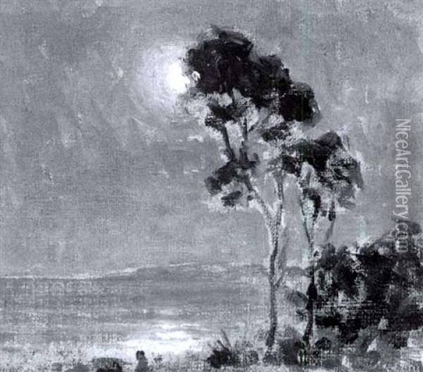 Moonlit Bay Oil Painting - Granville S. Redmond