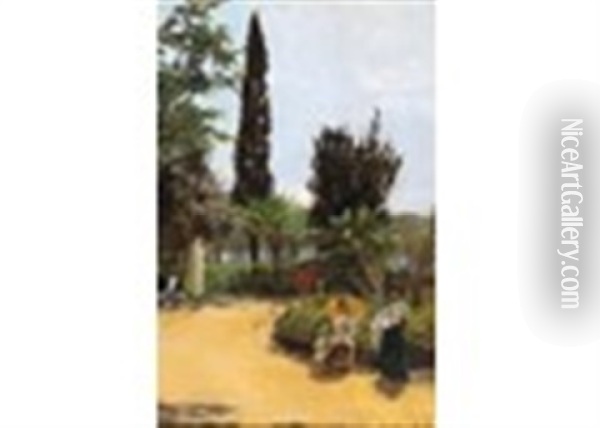 A Summer Afternoon Oil Painting - Laura Theresa Alma-Tadema