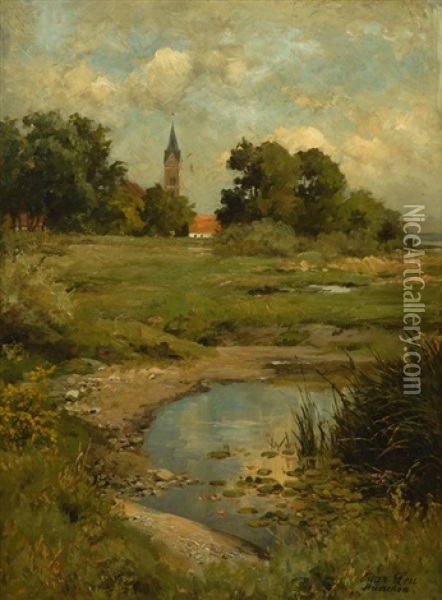 View Of Munich Oil Painting - Oskar Leu