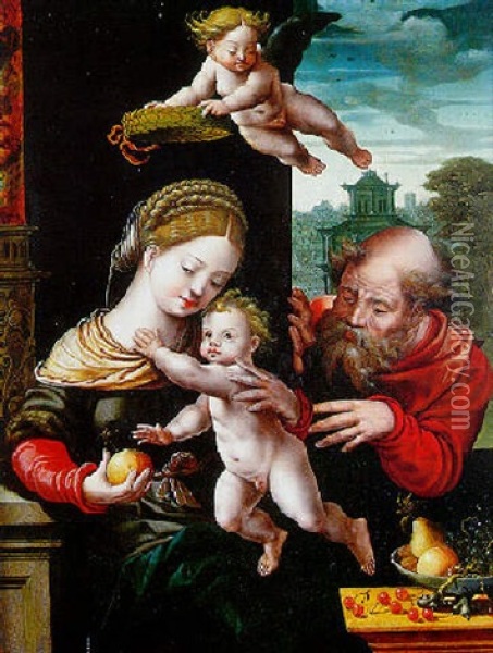 Sainte Famille Oil Painting -  Master of the Parrot