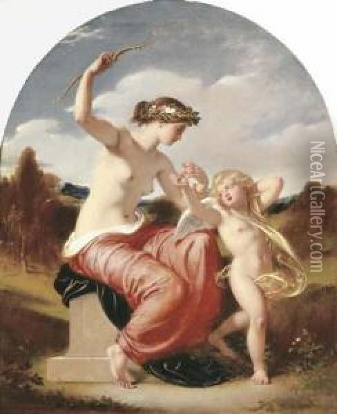 Venus Disarming Cupid Oil Painting - William Edward Frost