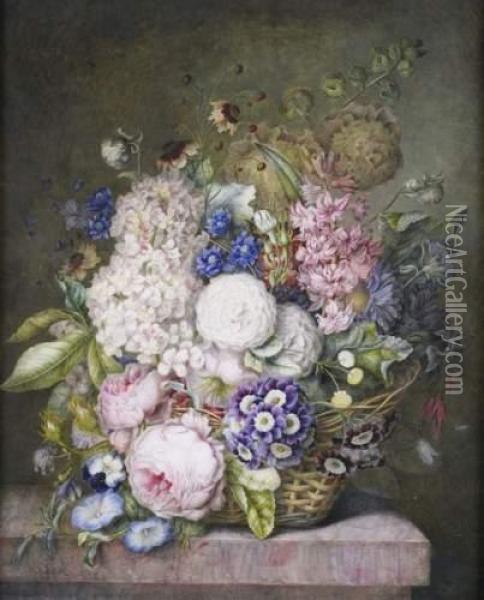 Vase De Fleurs Sur Un Entablement Oil Painting - Hortense Conte