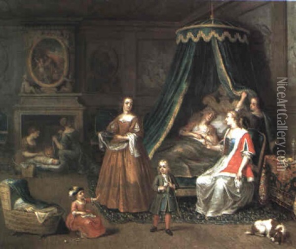 Scene D'accouchement Oil Painting - Balthasar Beschey