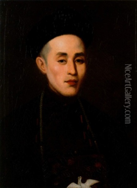 Portrait Of A Hong Merchant Of Canton Oil Painting -  Lam Qua