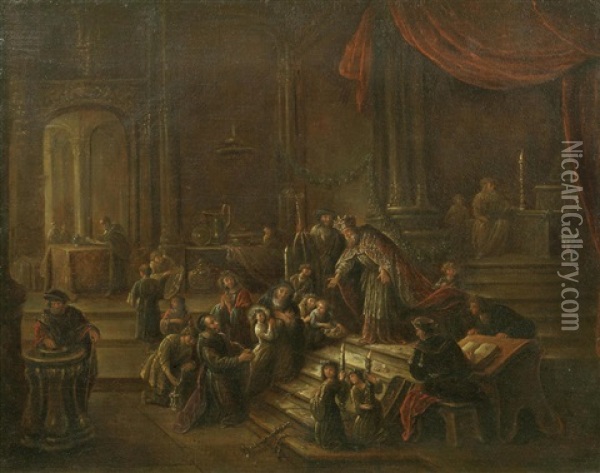 The Presentation Of The Virgin At The Temple Oil Painting - Jacob Willemsz de Wet the Elder