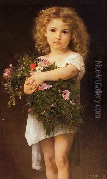 Child With Flowers Oil Painting - William-Adolphe Bouguereau