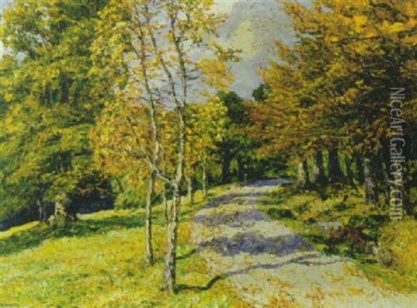 Landstrasse Im Herbst Oil Painting - Hugo (Emil Albert Hugo) Kreyssig