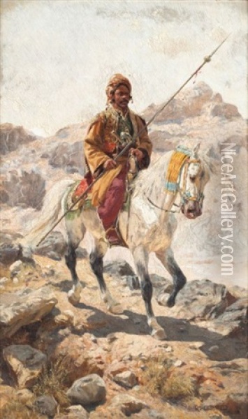Cavalier A La Lance Oil Painting - Rudolf Otto Von Ottenfeld
