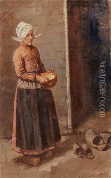 A Dutch Girl Oil Painting - Anna Richards Brewster
