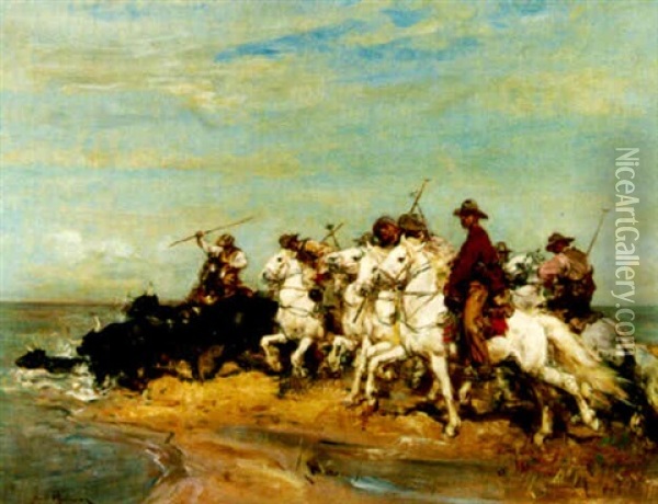 Cattle Drive Oil Painting - Henri Emilien Rousseau