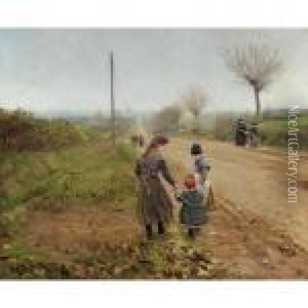 Born Pa En Landevej (children On A Country Road) Oil Painting - Hans Anderson Brendekilde
