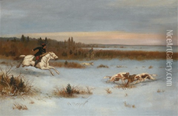 Wolfsjagd Oil Painting - Sergei Semyonovich Voroshilov