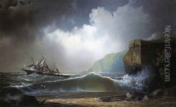 After a Storm on the Lee Shore Oil Painting - John Mix Stanley