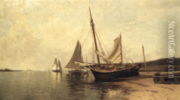 Calm Morning, Portland Harbor Oil Painting - Alfred Thompson Bricher