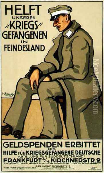 Help our Prisoners of War in Enemy Territory, German poster, 1915 Oil Painting - Lina von Schauroth