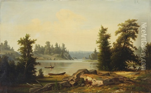 Rower In The Archipelago Of Tammisaari Oil Painting - Johan Knutson