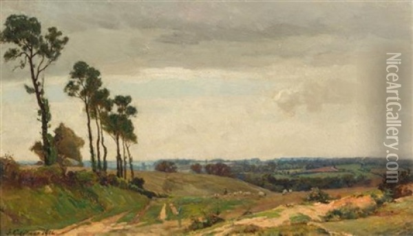 Greeting St. Muray Looking Towards Ipswich Oil Painting - Frederick George Cotman