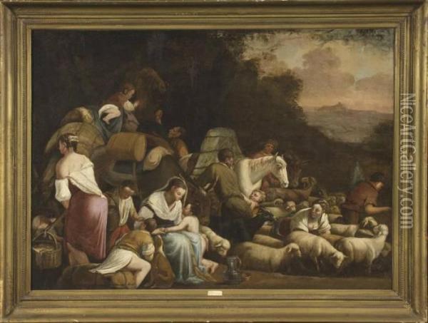 La Halte Des Bergers Oil Painting - Jacopo Bassano (Jacopo da Ponte)