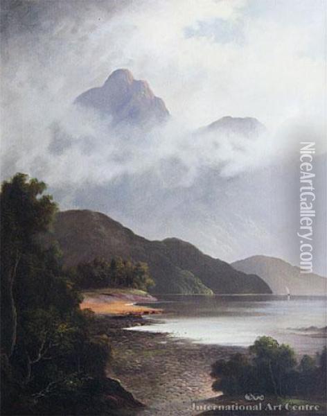 Milford Sound Oil Painting - Thomas Reginald Attwood