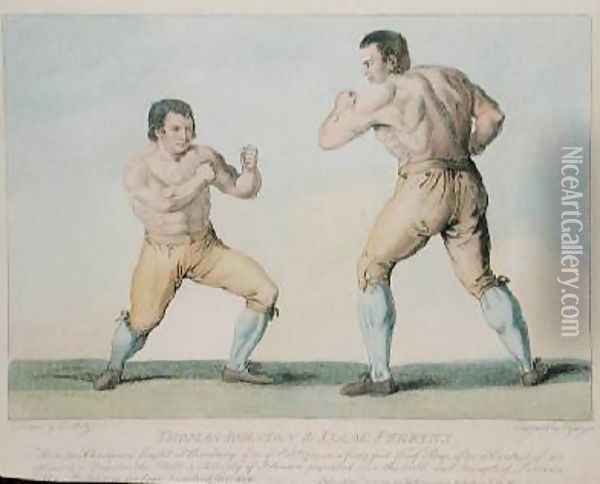Boxing Match Between Thomas Johnson and Isaac Perrins Oil Painting - Conrad Martin Metz