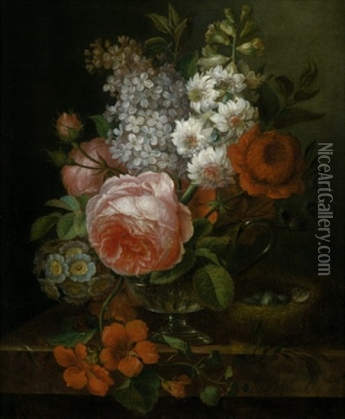 Blumenstilleben Mit Flieder Oil Painting - Georgius Jacobus Johannes van (the Younger) Os