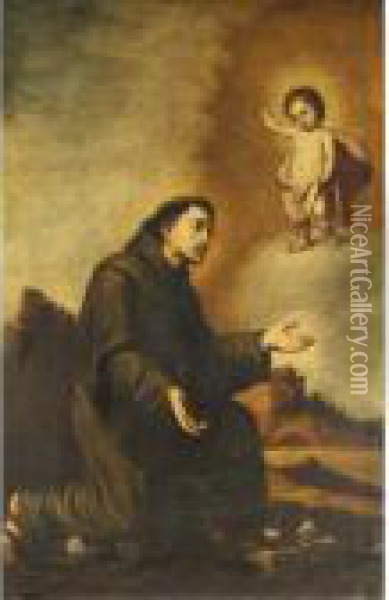 The Christ Child Appearing To Saint Anthony Oil Painting - Bartolome Esteban Murillo