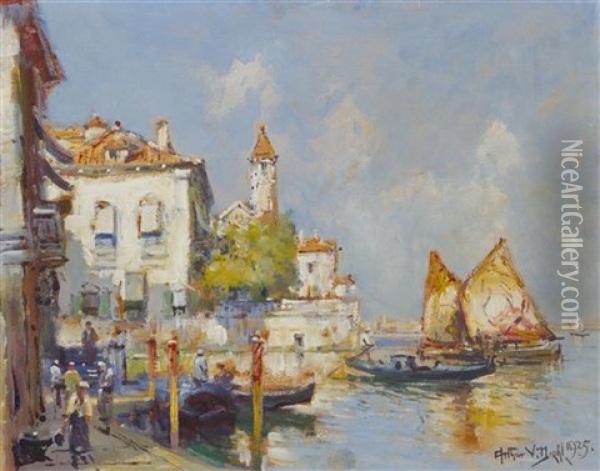 On The Lido - Venice Oil Painting - Arthur Vidal Diehl